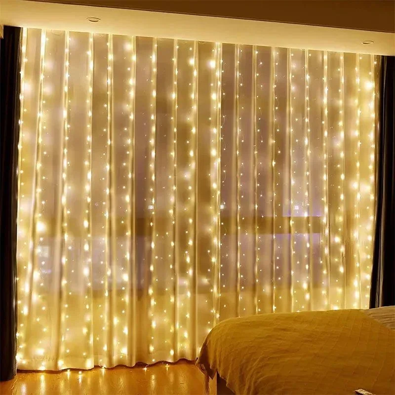 

3x3/4x3/6x3m LED Curtain String Lights Christmas Garland Fairy Light Festoon Led Light Wedding Home Bedroom Decoration Lighting