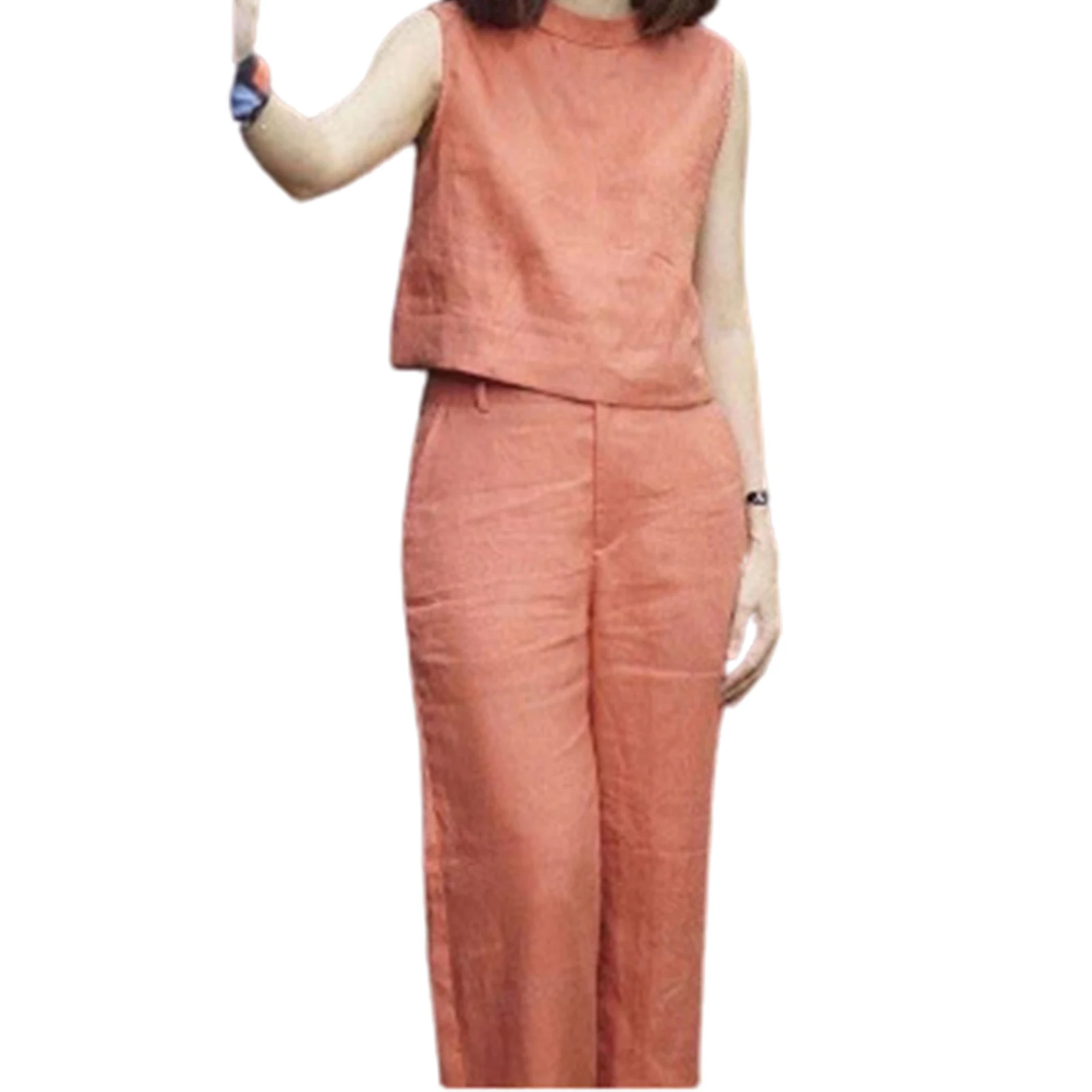 Women's T-Shirt Trousers Suit Loose Fit Sleeveless Round Neck Design for Birthday Gifts New Year's Gifts NOV99 
Women's T-Shirt Trousers Suit Loose Fit Sleeveless Round Neck Design for Birthday Gifts New Year's Gifts NOV99