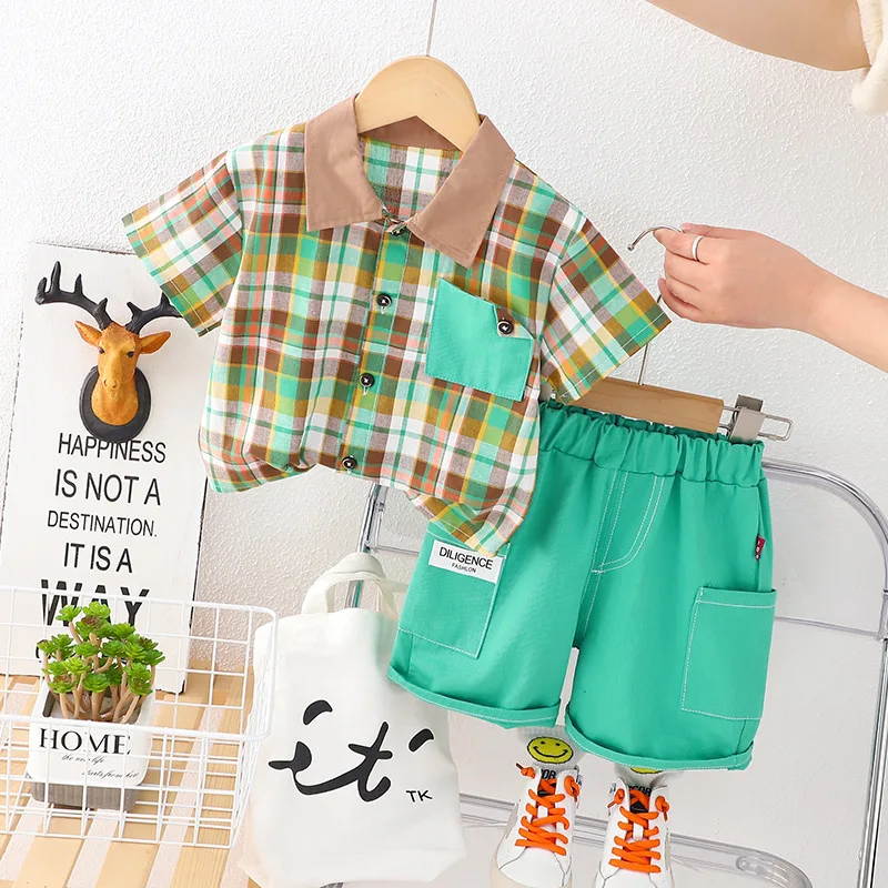 Baby Boy Summer Clothes Toddler Outfits for Kids Plaid Single Breasted Short Sleeve Shirts and Shorts Children Casual Sprot Suit
Baby Boy Summer Clothes Toddler Outfits for Kids Plaid Single Breasted Short Sleeve Shirts and Shorts Children Casual Sprot Suit