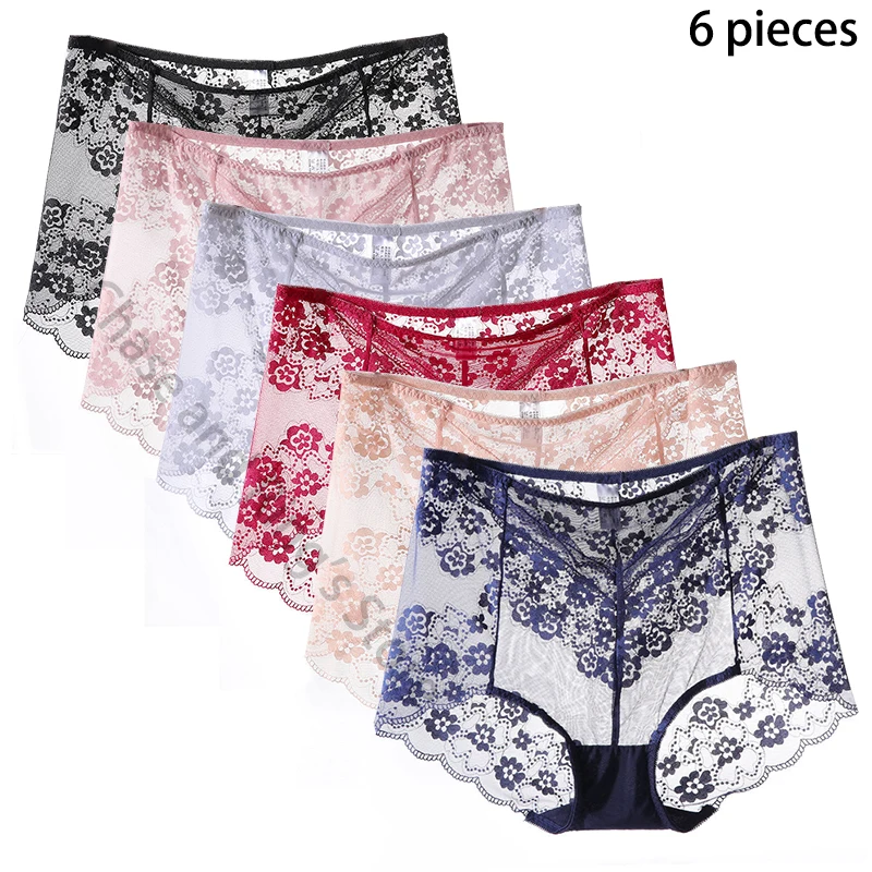 6Pcs Plus size Women's Underwear Lace Comfortable High Waist Transparent Lingerie High Quality Panties Sexy Briefs
6Pcs Plus size Women's Underwear Lace Comfortable High Waist Transparent Lingerie High Quality Panties Sexy Briefs