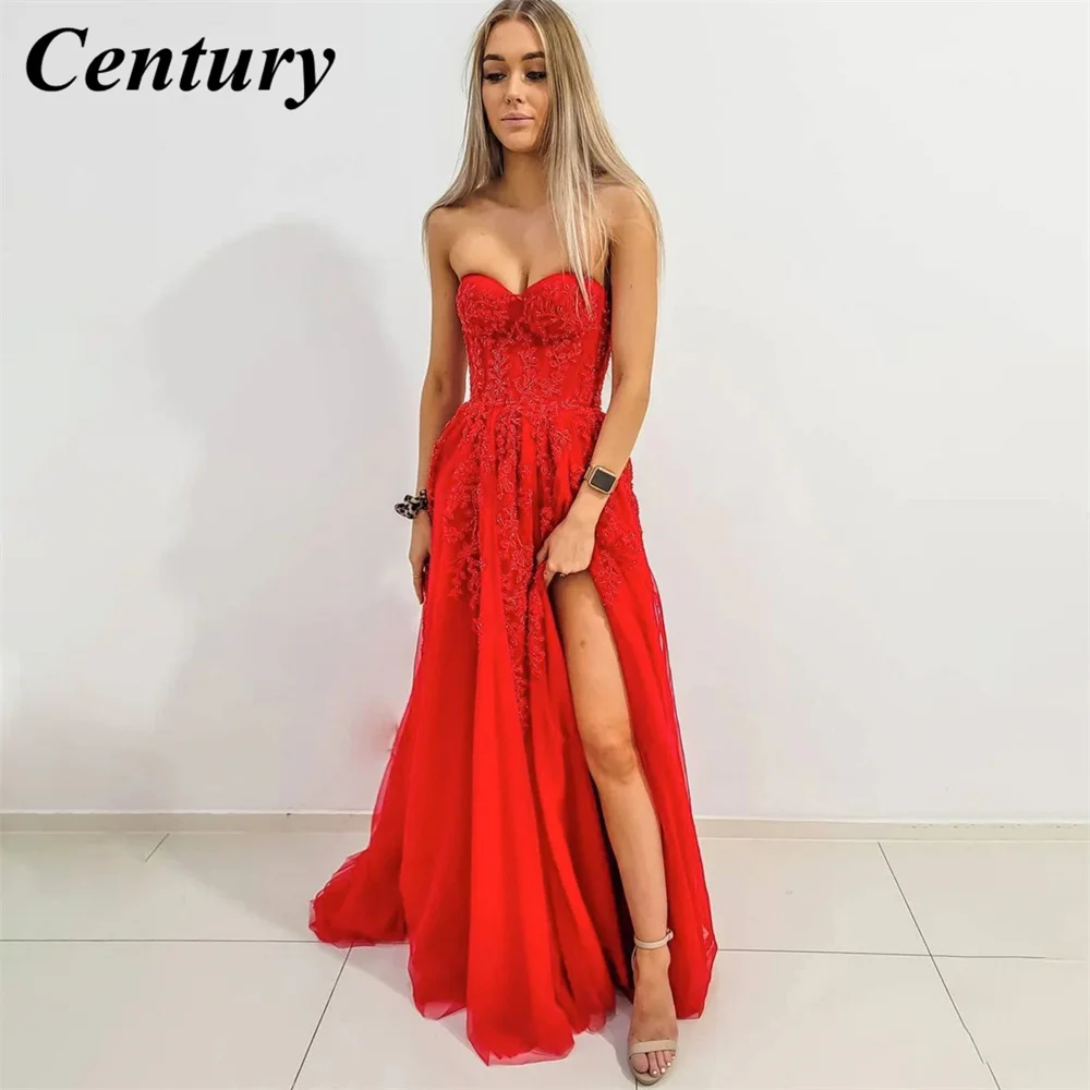 Sweetheart Neck Long Party Dresses Red Vintage Night Dress With Appliques Lace Celebrity Dresses High Split vestidos de fiesta
Sweetheart Neck Long Party Dresses Red Vintage Night Dress With Appliques Lace Celebrity Dresses High Split vestidos de fiesta