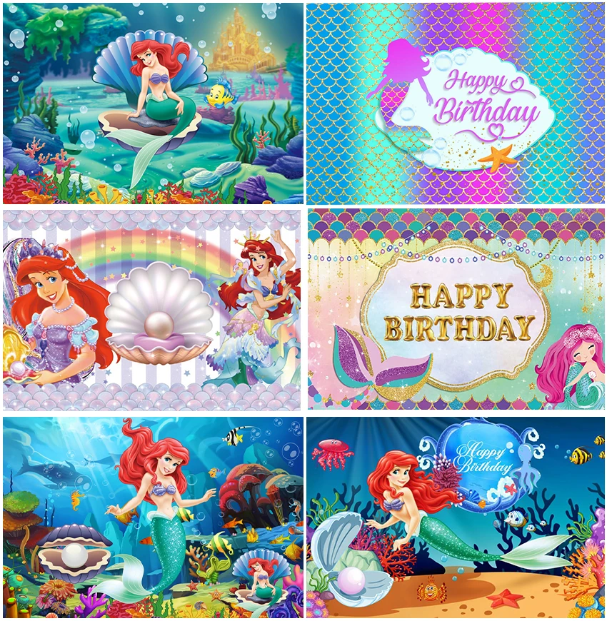 Фон для фотосъемки детей с изображением океана Ариэль маленькой Русалочки 
Фон для фотосъемки детей с изображением океана Ариэль маленькой Русалочки