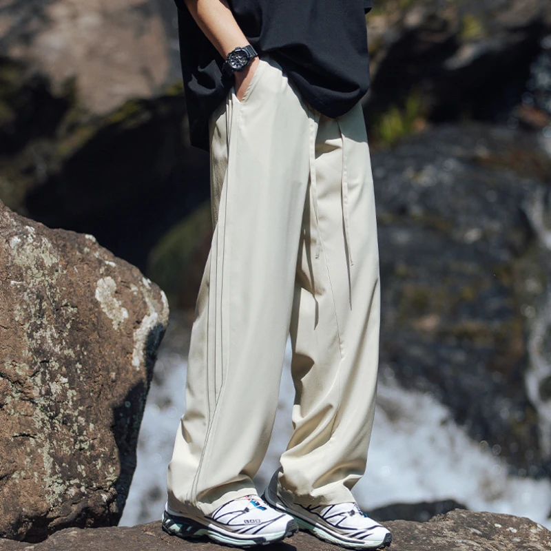 

Korean Popular Clothes Men's Clothing Summer New Men's Pants Cool Ice Silk Casual Pants Loose Fitting Work Wear Sport Pants