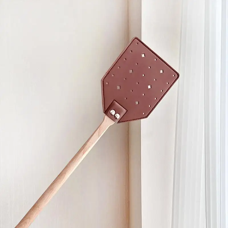 

Fly Swatter for Indoors Manual Fly Swatter Indoor Fly Swatter PU Leather Fly Swatter with Wood Handle Sturdy Fly Swatter