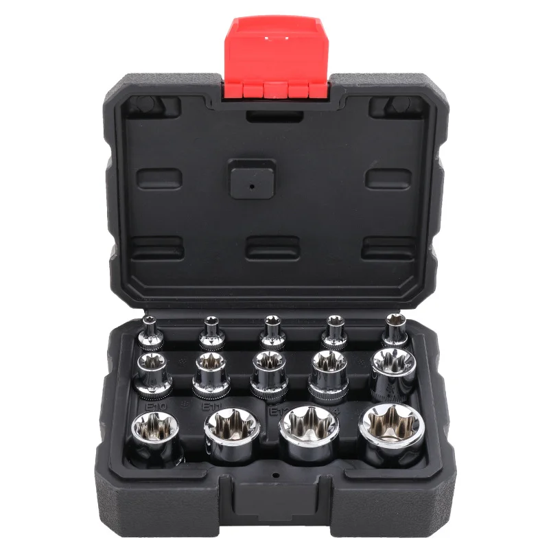 

1/4 Inch E-Torx Star Socket Kit, 14 Piece 3/8 Inch 1/2 Inch - E4, E5, E6, E7, E8, E10, E11, E12, E14, E16, E18, E20, E22, E24