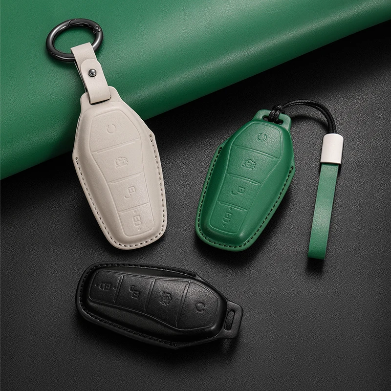 

Car Remote Key Case Cover Holder Fob for BYD Song Plus Atto 3 Han EV Tang DM Qin Seal Dolphin Leather Metal Keychain Accessories