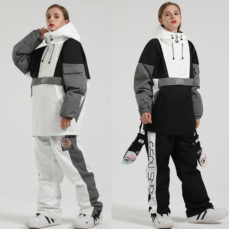 

New Ski Suits Women Men Outdoor Snowboard Jackets Overalls Winter Clothing Windproof Waterproof Skiing Set Reflective Snow Pants
