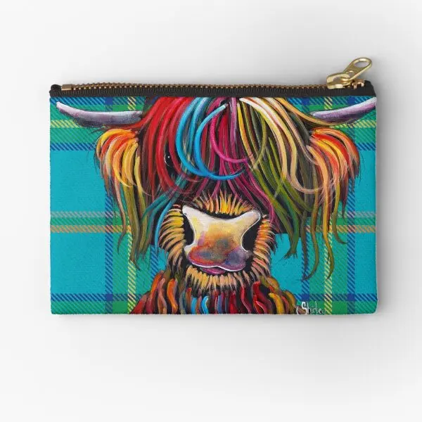 

Scottish Highland Cow Tartan Nelly B Zipper Pouches Storage Underwear Packaging Money Pocket Men Panties Coin Key Wallet Pure