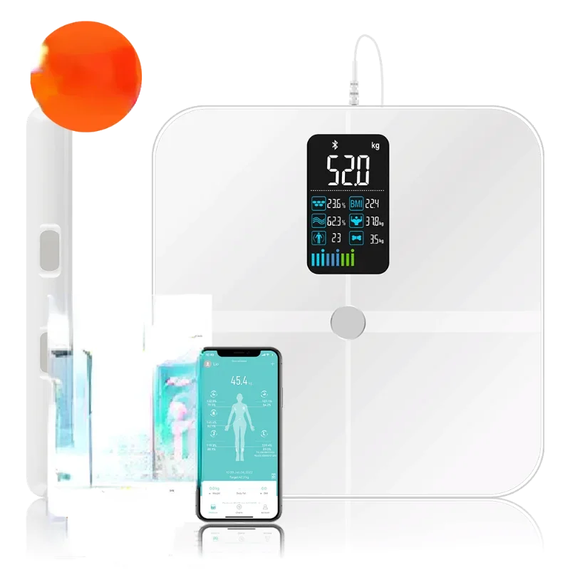 

Электронные смарт-весы, умный прибор для анализа массы тела и жира, 8 электронных BMI Glass VA Screen OEM, белые, черные, с приложением IOS и Android