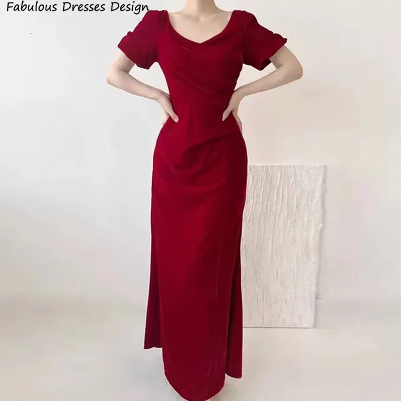 Elegant Long Mermaid Bridesmaid Dresses Burgundy Short Neck V-neck Wedding Party Dress For Women Evening Gowns
Elegant Long Mermaid Bridesmaid Dresses Burgundy Short Neck V-neck Wedding Party Dress For Women Evening Gowns