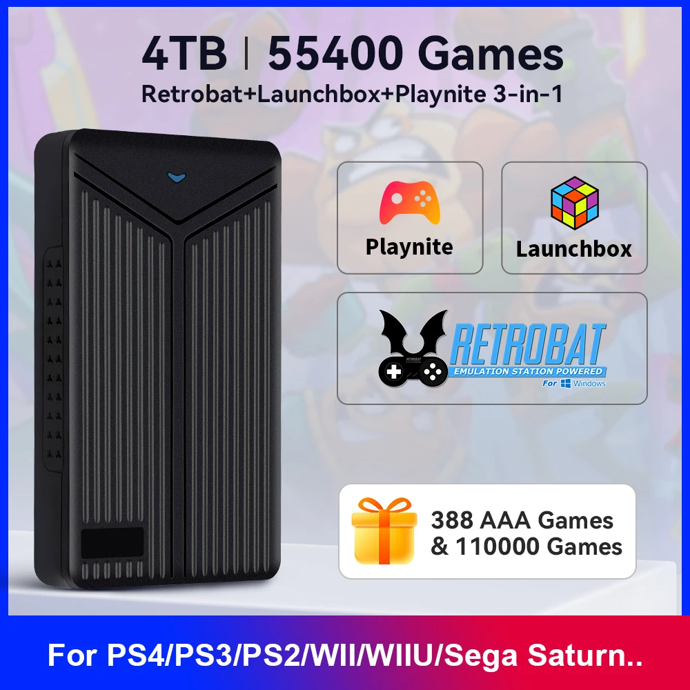 Игровой внешний жесткий диск Retrobat + Playnite + Прачечная 3 в 1, игровой внешний жесткий диск 5 ТБ, игровой жесткий диск с 60000 Ретро/игрой AAA для PS4/PS3/Switch/WIIU/PS1
Игровой внешний жесткий диск Retrobat + Playnite + Прачечная 3 в 1, игровой внешний жесткий диск 5 ТБ, игровой жесткий диск с 60000 Ретро/игрой AAA для PS4/PS3/Switch/WIIU/PS1