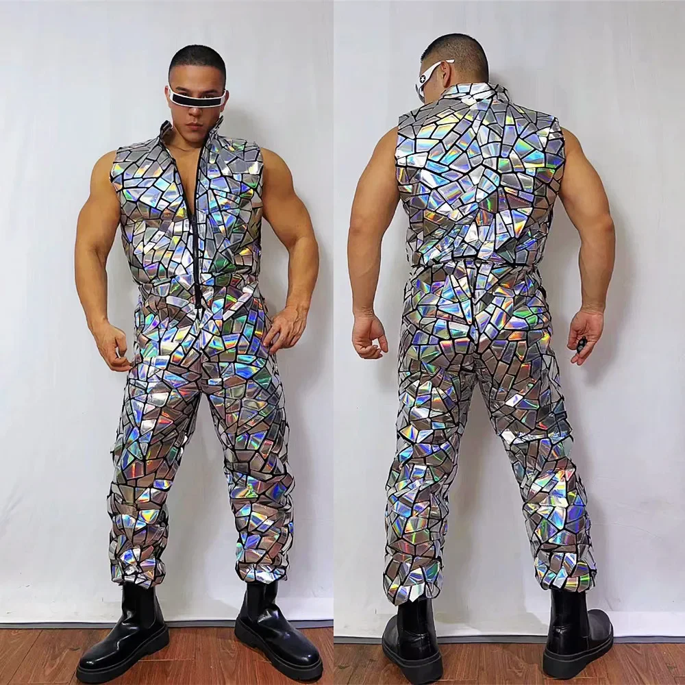 Glitter Silver Laser Mirror Sleeveless Jumpsuit Stage Festival Party Rave Outfit Hip Hop Dance Team Singer Performance Costume
Glitter Silver Laser Mirror Sleeveless Jumpsuit Stage Festival Party Rave Outfit Hip Hop Dance Team Singer Performance Costume