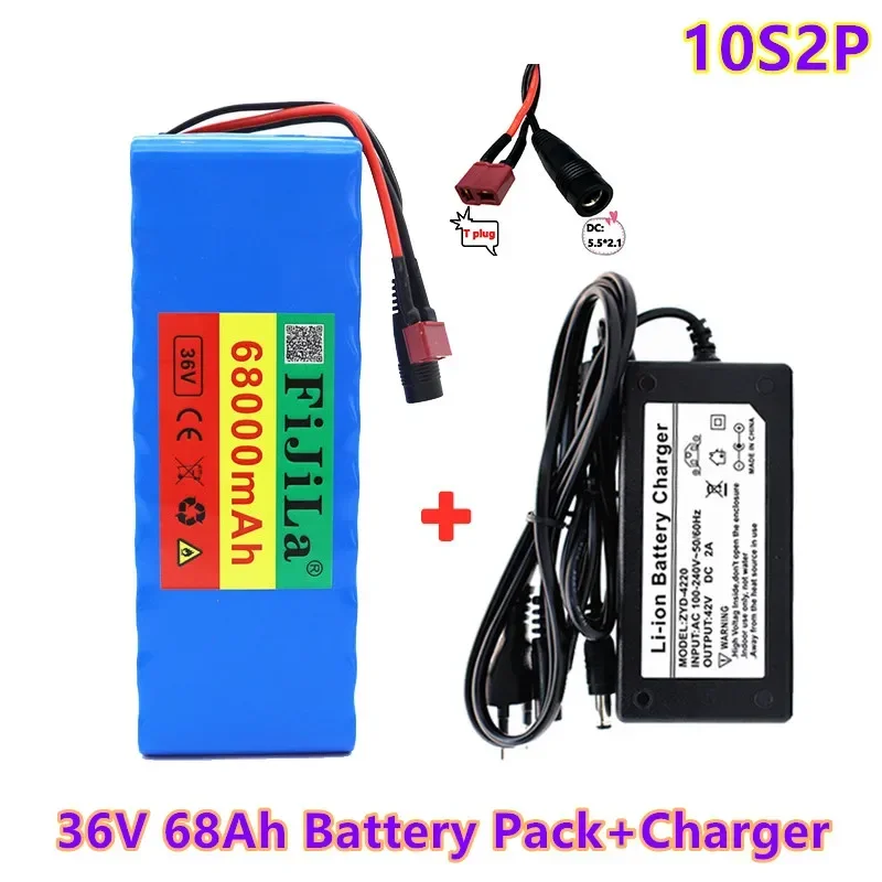 

36V 68Ah10S2P 18650 Rechargeable battery pack 68000mAh,modified Bicycles,electric vehicle 42V Protection PCB+42V Charger