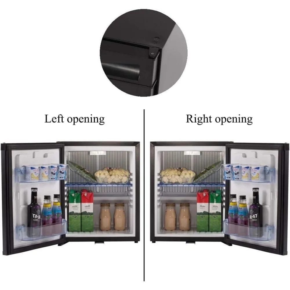 

Компактный холодильник с замком для спальни, спальни, офиса, без шума, 12 В/110 В, 1,0 кубических футов, черный
