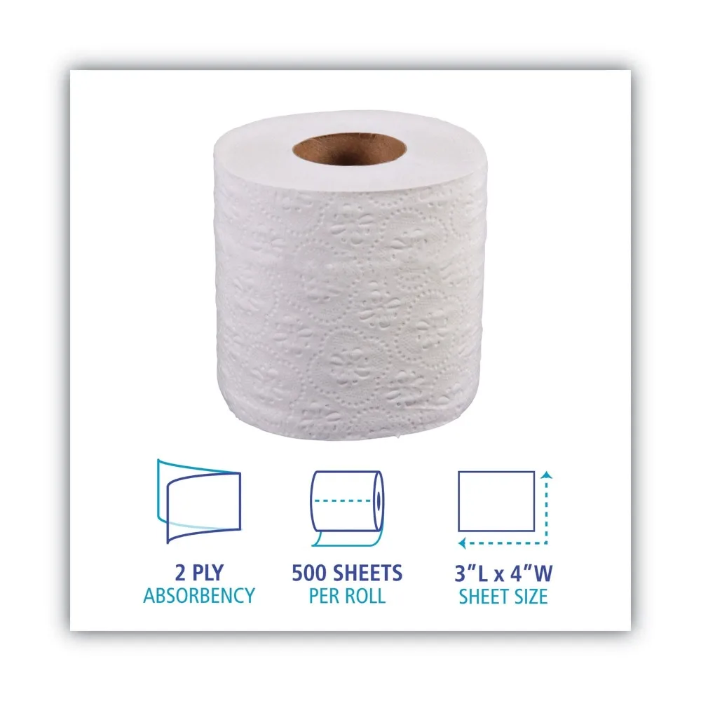 

Двухслойная туалетная бумага, стандартная, септическая, белая, 4X3, 500 листов/рулон, 96 рулонов/картонные одноразовые салфетки