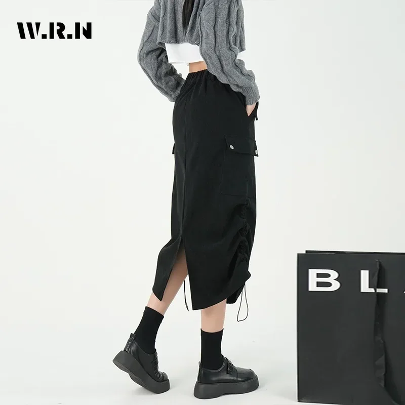 Женская винтажная Повседневная Однотонная юбка-карго с высокой талией, черная уличная одежда, стильные комбинезоны с эластичным поясом, мешковатые брюки Y2K 
Женская винтажная Повседневная Однотонная юбка-карго с высокой талией, черная уличная одежда, стильные комбинезоны с эластичным поясом, мешковатые брюки Y2K