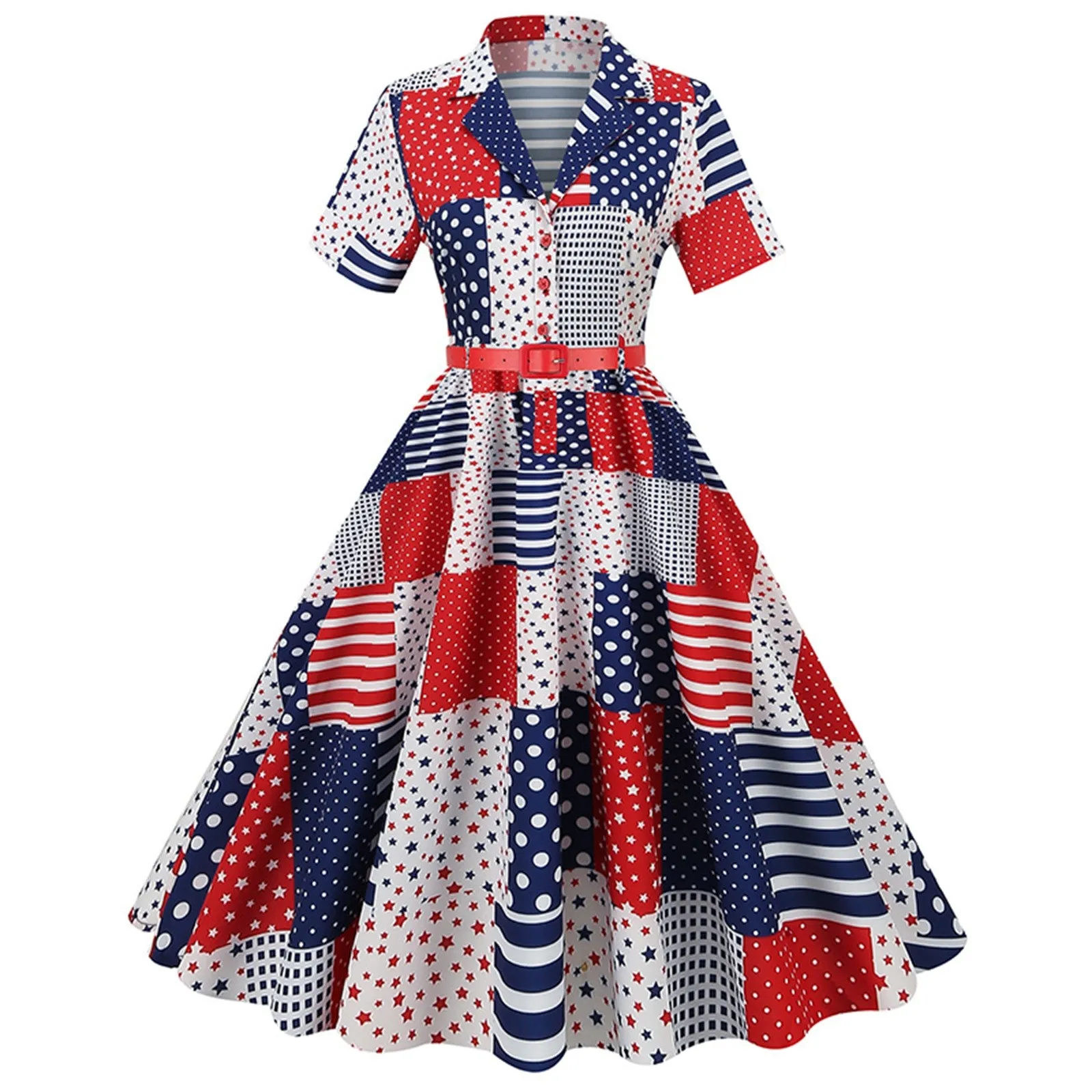 Retro Women Independence Day Star Print Dress Vintage Short Sleeve V Neck Flag Print Party Prom Swing Dress Female Midi Dresses
Retro Women Independence Day Star Print Dress Vintage Short Sleeve V Neck Flag Print Party Prom Swing Dress Female Midi Dresses