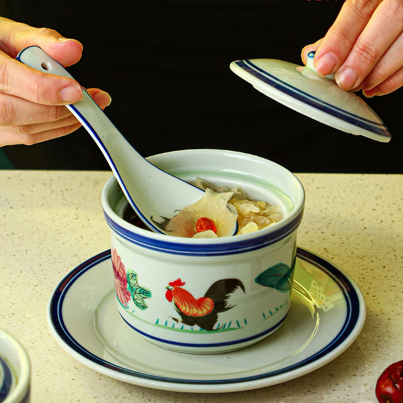 Ceramic Stew Pot Korean Rooster Soup Bowl with Lid Small Soup Pot Restaurant Household Bird's Nest Cup Dessert Steamed Egg
Ceramic Stew Pot Korean Rooster Soup Bowl with Lid Small Soup Pot Restaurant Household Bird's Nest Cup Dessert Steamed Egg