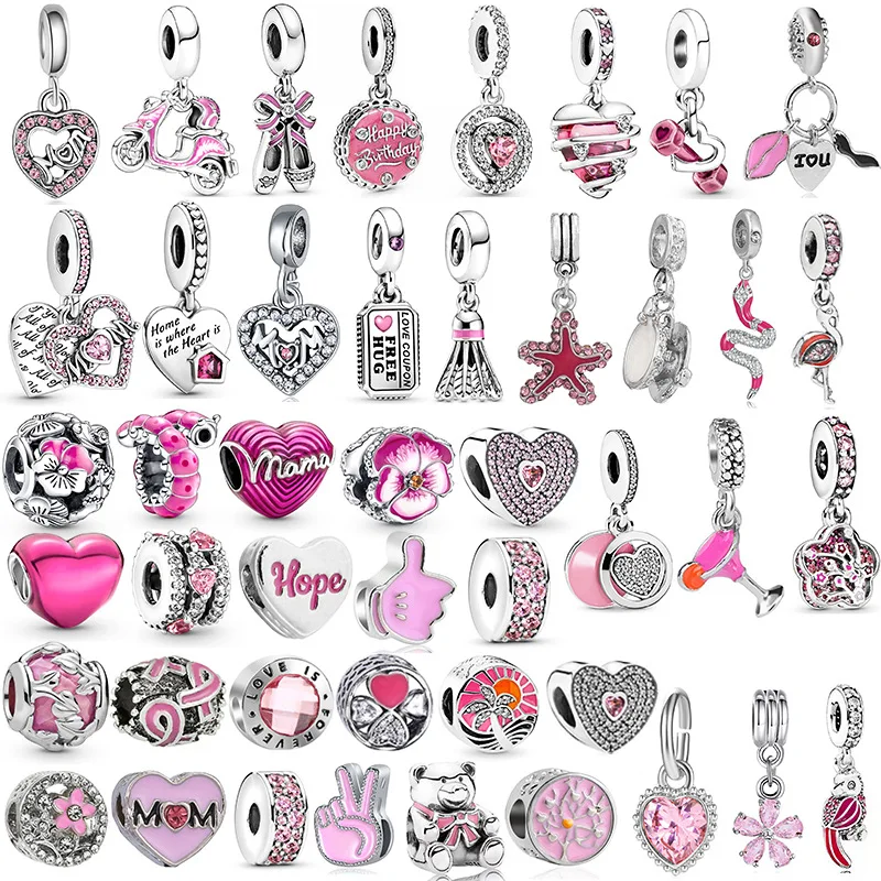 45Pcs/Set 925 Silver Plated Pink Series Pendant Charm Beads Fit Original Pandora DIY Bracelets Necklaces Women Gril Jewelry
45Pcs/Set 925 Silver Plated Pink Series Pendant Charm Beads Fit Original Pandora DIY Bracelets Necklaces Women Gril Jewelry