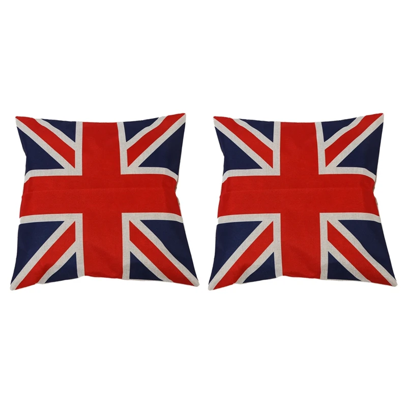 

2X British Vintage Style Union Jack Flag Throw Pillow Case, Pillowcase