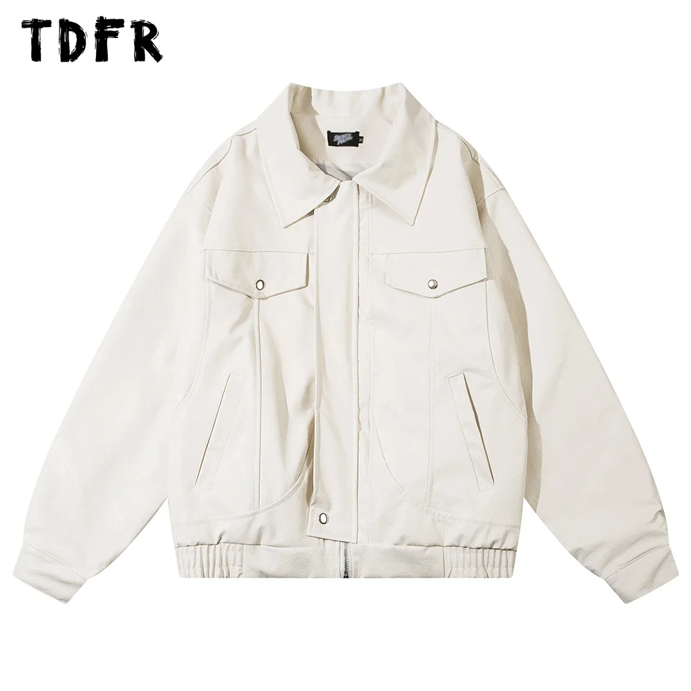 Solid Color Pocket PU Leather Jacket Mens Streetwear Spring Autumn Lapel Long Sleeve Loose Motorcycle Jacket Men
Solid Color Pocket PU Leather Jacket Mens Streetwear Spring Autumn Lapel Long Sleeve Loose Motorcycle Jacket Men