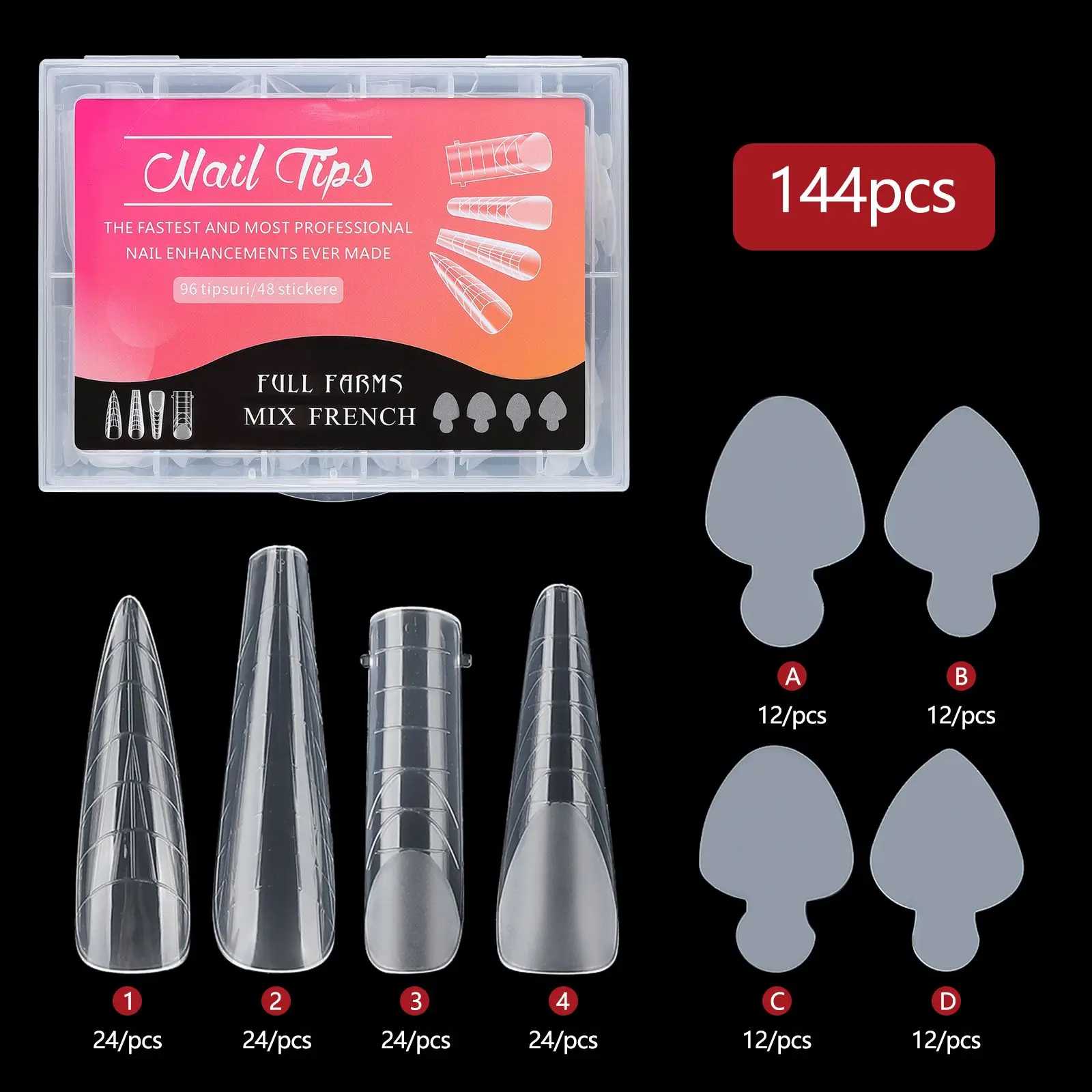 Long Ballerina Coffin Dual Nail Forms Clear French Style Gel Nail Forms Full Cover 12 Sizes Nail Molds for Nail Art Salon
Long Ballerina Coffin Dual Nail Forms Clear French Style Gel Nail Forms Full Cover 12 Sizes Nail Molds for Nail Art Salon