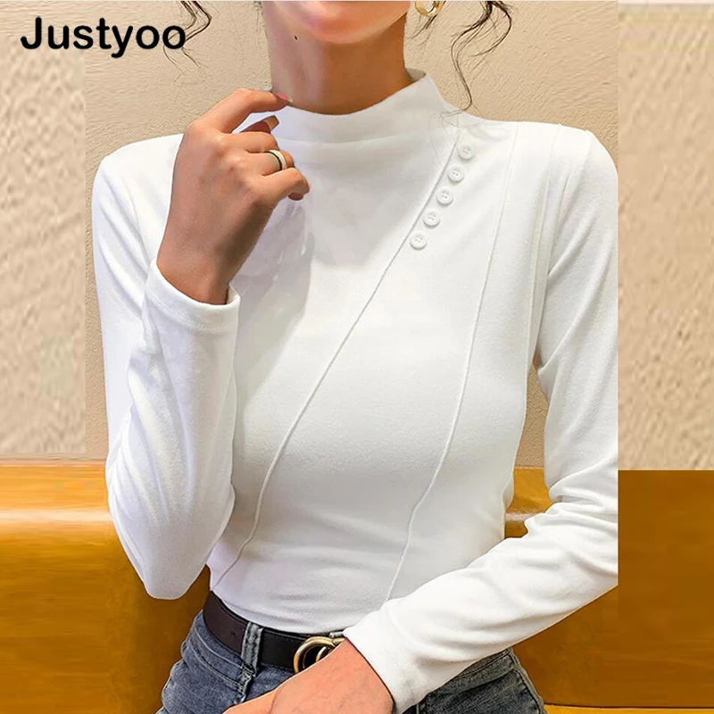 Spring Autumn Turtleneck Shirt Women Elegant Solid Long Sleeve Basic White Shirts For Women Casual Office Shirt Blouse 2024
Spring Autumn Turtleneck Shirt Women Elegant Solid Long Sleeve Basic White Shirts For Women Casual Office Shirt Blouse 2024