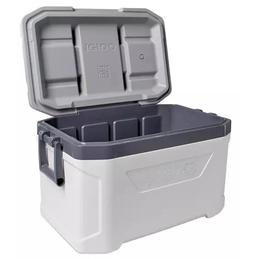 

52 Quart Cooler, perfect for camping trips, available in a variety of colors. Cooler