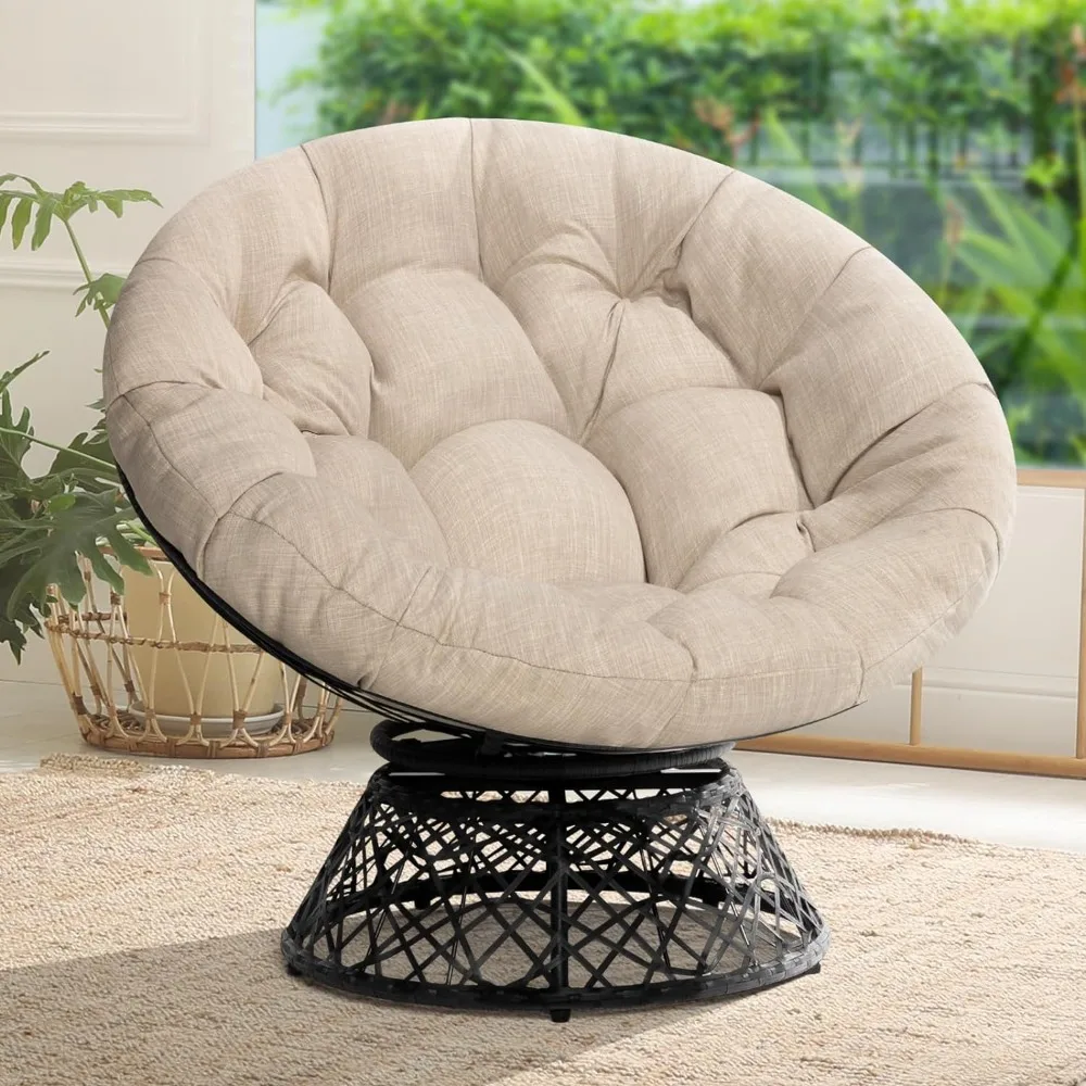 40" Ergonomic Wicker Papasan Chair with Soft Thick Density Fabric Cushion, High Capacity Steel Frame, 360 Degree Swivel
40" Ergonomic Wicker Papasan Chair with Soft Thick Density Fabric Cushion, High Capacity Steel Frame, 360 Degree Swivel