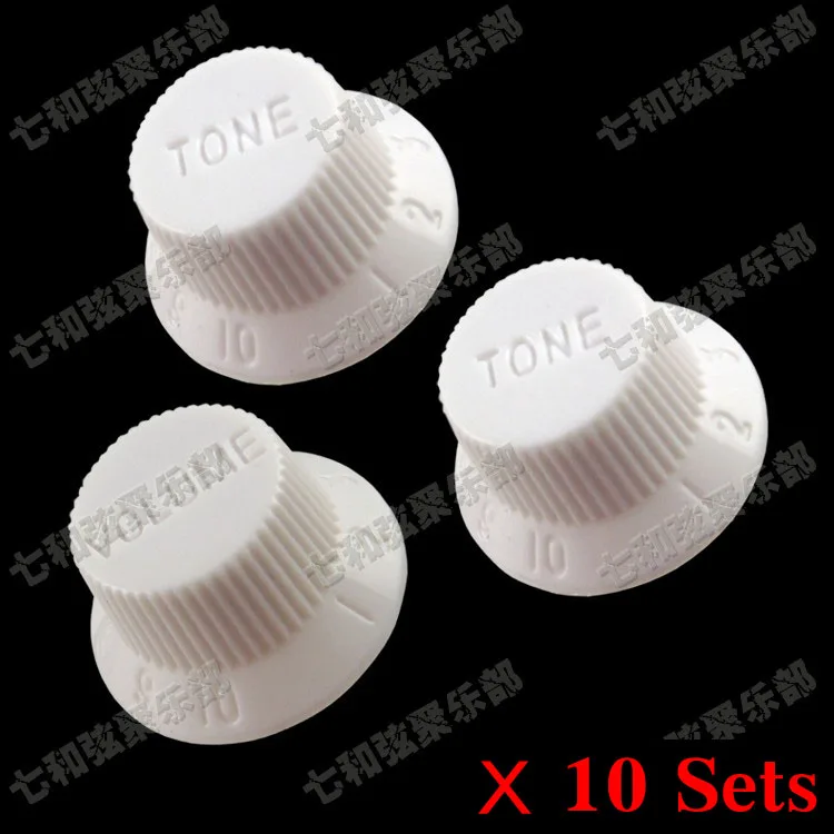 10 комплектов белых ручек управления скоростью гитары для электрогитары (1 громкость и 2 тона) гитары
10 комплектов белых ручек управления скоростью гитары для электрогитары (1 громкость и 2 тона) гитары