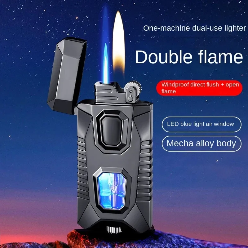 

Jet Torch Gas Two Types Flames Lighters Unusual Metal Windproof Cigar Cigarette Lighter Smoking Accessory Butane Gadgets for Men