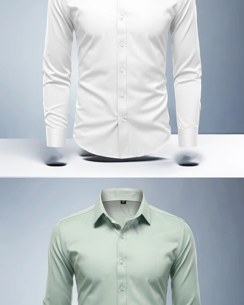 قميص أبيض للرجال بأكمام طويلة، كاجوال بدون حديد، قميص مناسب للربيع/الصيف، ملابس رسمية احترافية قميص أبيض للرجال بأكمام طويلة، كاجوال بدون حديد، قميص مناسب للربيع/الصيف، ملابس رسمية احترافية