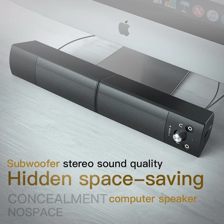 Altavoces de ordenador con Bluetooth desmontable, barra de altavoz con sonido envolvente, Subwoofer para ordenador, PC, portátil, reproductor de música Dual con cable USB Altavoces de ordenador con Bluetooth desmontable, barra de altavoz con sonido envolvente, Subwoofer para ordenador, PC, portátil, reproductor de música Dual con cable USB