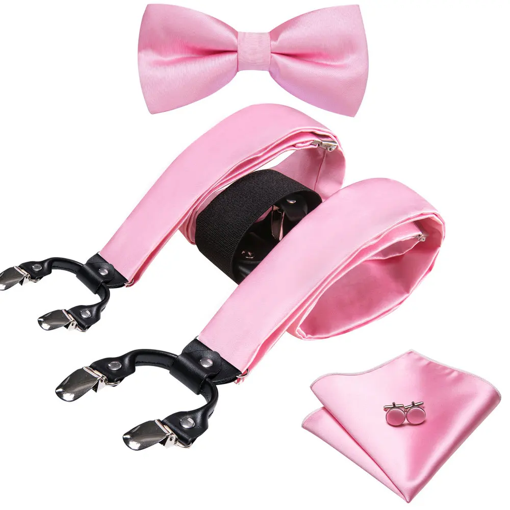 Barry.Wang Pink Men Suspenders With Bowtie Handkerchief Cufflinks Sets Classic Silk Adjustable 6 Clips Belt Groom Gifts Designer
Barry.Wang Pink Men Suspenders With Bowtie Handkerchief Cufflinks Sets Classic Silk Adjustable 6 Clips Belt Groom Gifts Designer