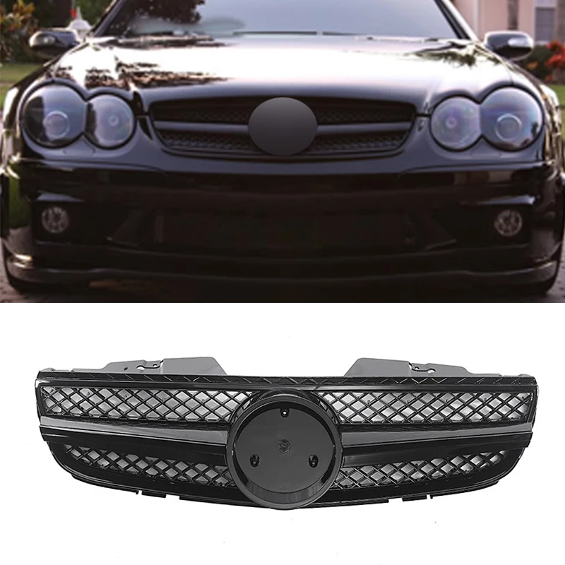 

Front Bumper Grille Grills For Mercedes-Benz SL-Class R230 SL500 SL550 SL600 2007 2008 2009 ABS Racing Grill