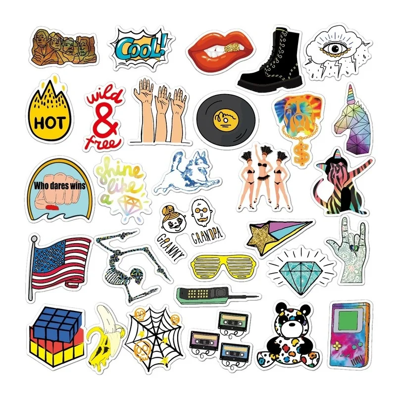 

2Set = 60pcs Aesthetic Stickers Suitcase Laptop Computer Europe and America Cute Trend Line Graffiti Stickers