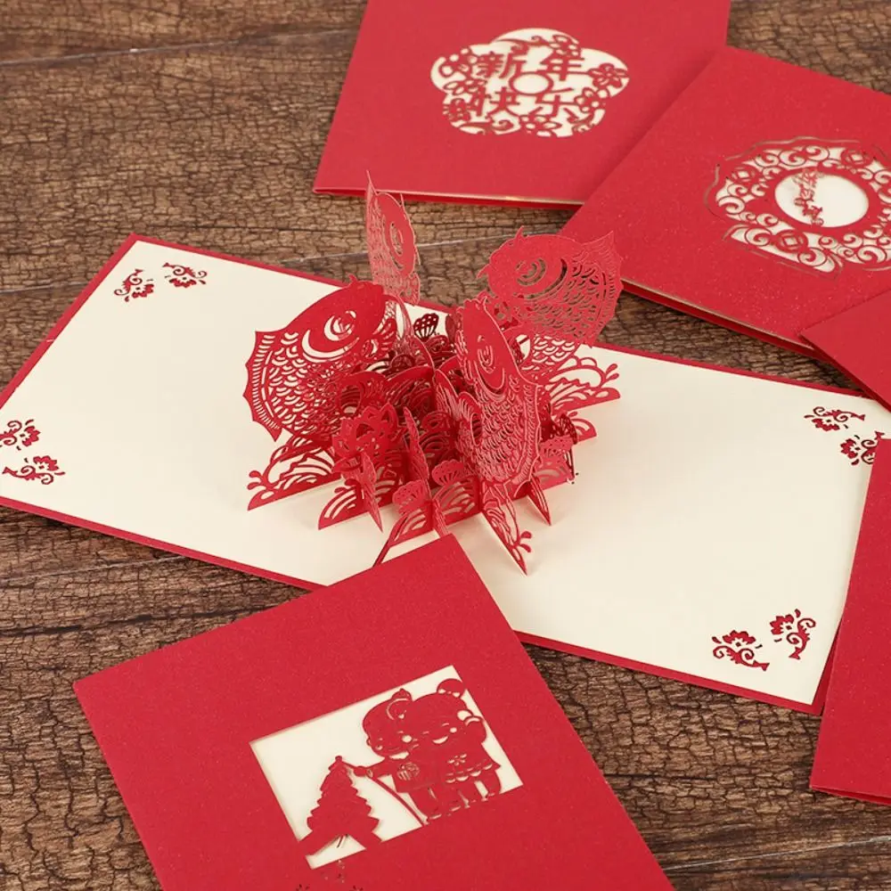 Chinese New Year 3D Greeting Card Laser Cut Postcard Skeleton Embossed Handmade Tung Paper Gift Card with Envelope
Chinese New Year 3D Greeting Card Laser Cut Postcard Skeleton Embossed Handmade Tung Paper Gift Card with Envelope