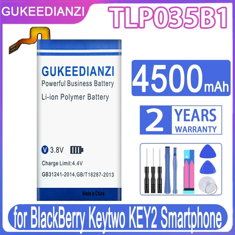 

Сменный аккумулятор GUKEEDIANZI TLP035B1 4500 мАч для смартфона BlackBerry Keytwo KEY2, батарея + Бесплатные инструменты