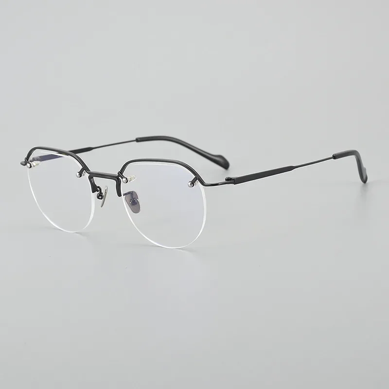 

Оправа для очков в стиле ретро для мужчин и женщин, винтажные дизайнерские титановые оптические очки в полуоправе для чтения при близорукости, индивидуализированные, 2023