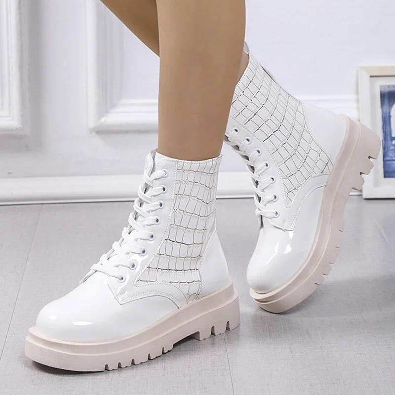 Ботильоны женские из лакированной кожи, на шнуровке, на платформе, осень 2023
Ботильоны женские из лакированной кожи, на шнуровке, на платформе, осень 2023