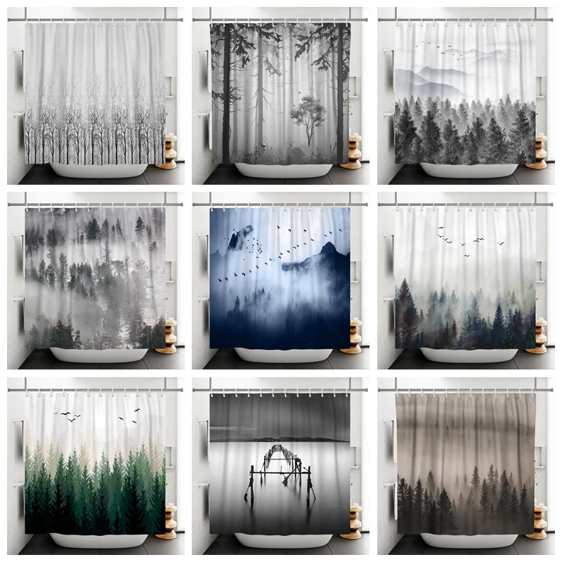 Landscape Mountain Shower Curtain Misty Forest Tree Foggy Nature Scenery Bathtub Decor Shower Curtain For Bathroom With Hooks
Landscape Mountain Shower Curtain Misty Forest Tree Foggy Nature Scenery Bathtub Decor Shower Curtain For Bathroom With Hooks