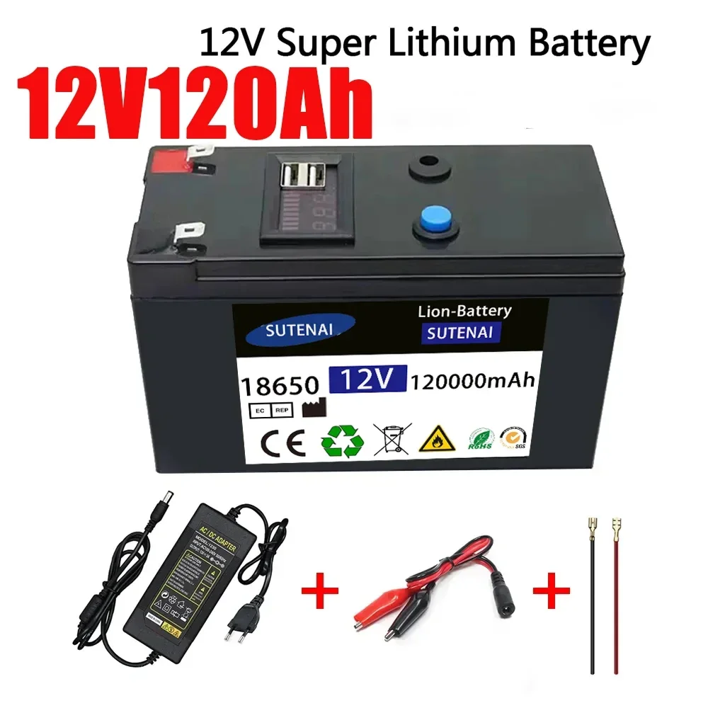 12V Battery 120Ah 18650 lithium battery pack Rechargeable battery for solar energy electric vehicle battery+12.6v3A charger
12V Battery 120Ah 18650 lithium battery pack Rechargeable battery for solar energy electric vehicle battery+12.6v3A charger
