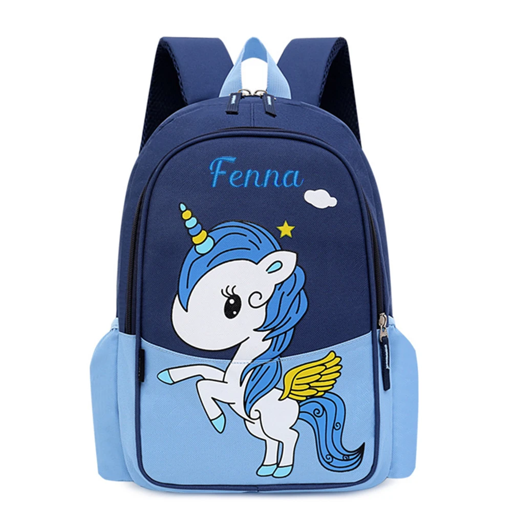 

New Customized 2-4 Years Old Kindergarten Student Schoolbag Personalized Name Cute Unicorn Boys Girls Backpack Travel Snack Bags