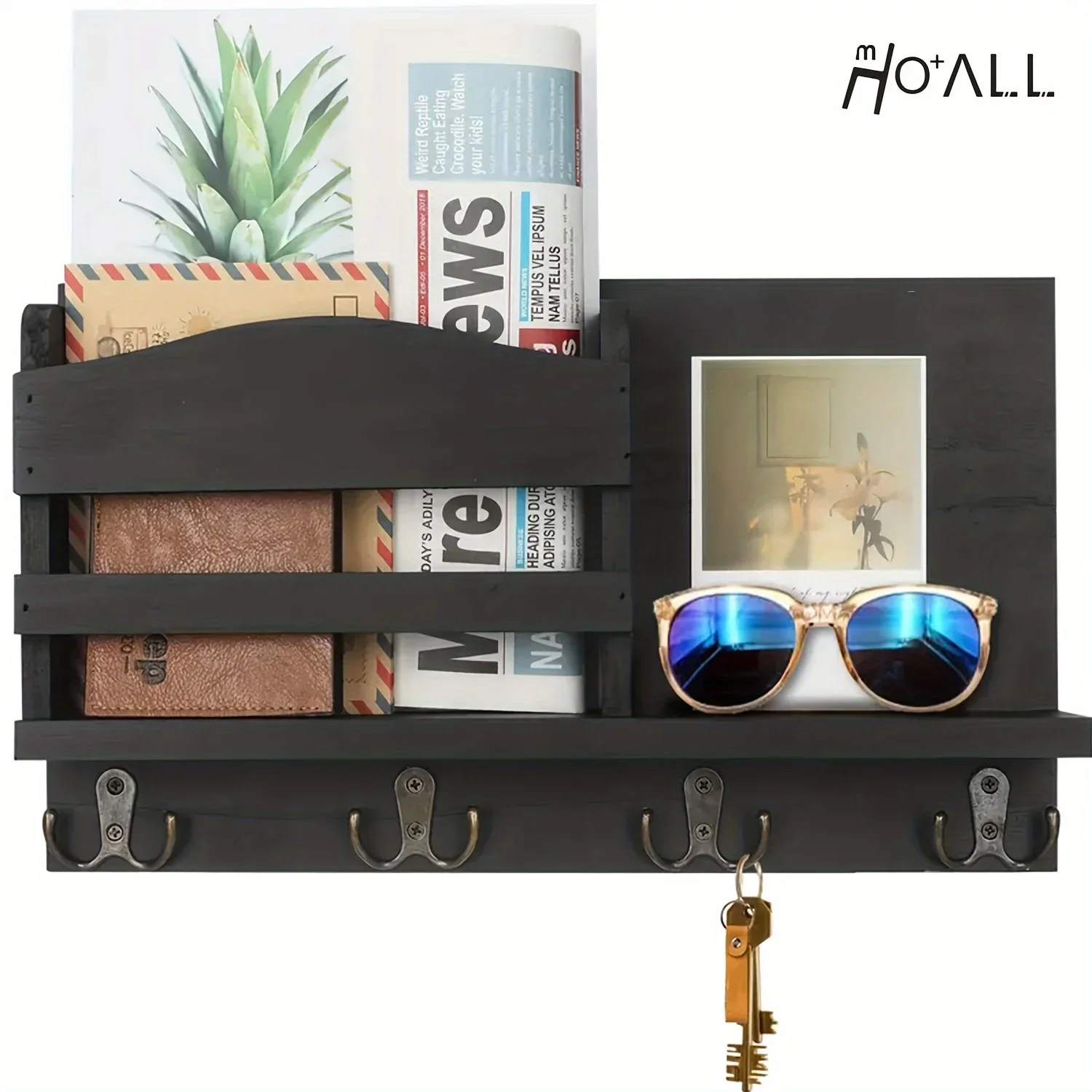Modern Wooden Wall Mounted Mail Storage Hanger with 4 Dual Key Hooks, Stylish Utility Rack for Front Door, Entry Way, RV, Farmho
Modern Wooden Wall Mounted Mail Storage Hanger with 4 Dual Key Hooks, Stylish Utility Rack for Front Door, Entry Way, RV, Farmho