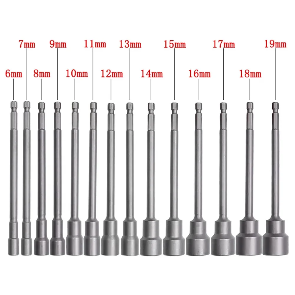 

150mm Long 6mm-19mm Screw Metric Driver Tool Set Adapter Drill Bit 5 To 13mm Hexagonal Shank Hex Nut Socket Screw Tool