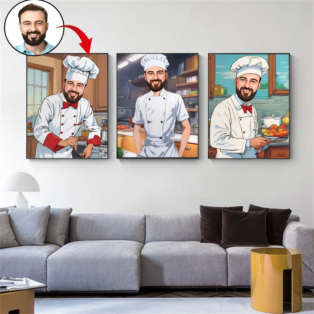 Custom Canvas Portrait Male Chef Cartoon Poster Personalized Chef Caricature Print Drawing Funny Chef Gift Gift for Chef 
Custom Canvas Portrait Male Chef Cartoon Poster Personalized Chef Caricature Print Drawing Funny Chef Gift Gift for Chef