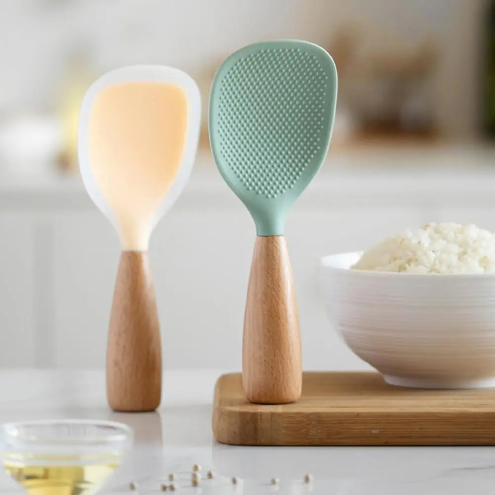 Rice Spoon with Wooden Handle Insulated Rice Spoon Non-stick Silicone Rice Scoop with Wooden Handle Anti-scalding Rice for Home
Rice Spoon with Wooden Handle Insulated Rice Spoon Non-stick Silicone Rice Scoop with Wooden Handle Anti-scalding Rice for Home