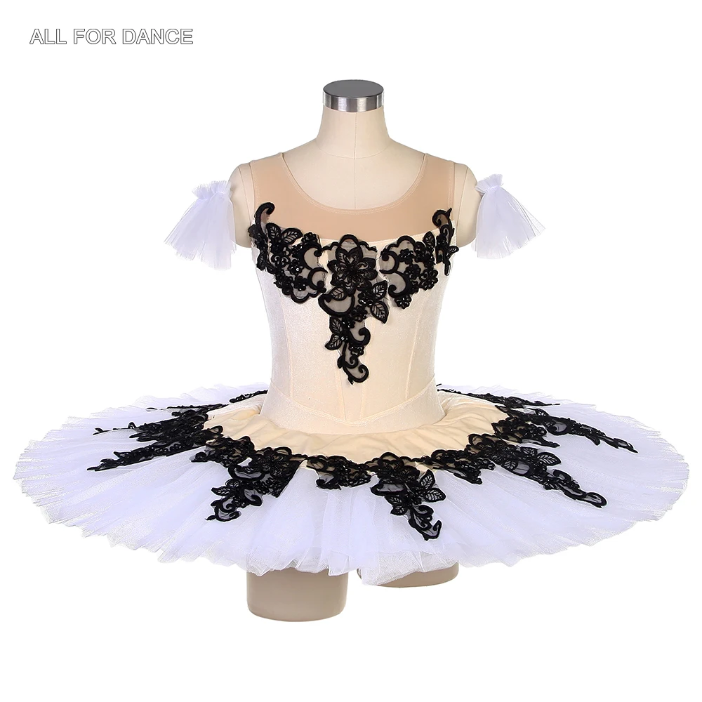 

BLL134 Ivory Velvet Bodice Black Applique Girl & Women Dance Ballet Tutu Ballerina Stage Performance Costumes Ballet Dancewear