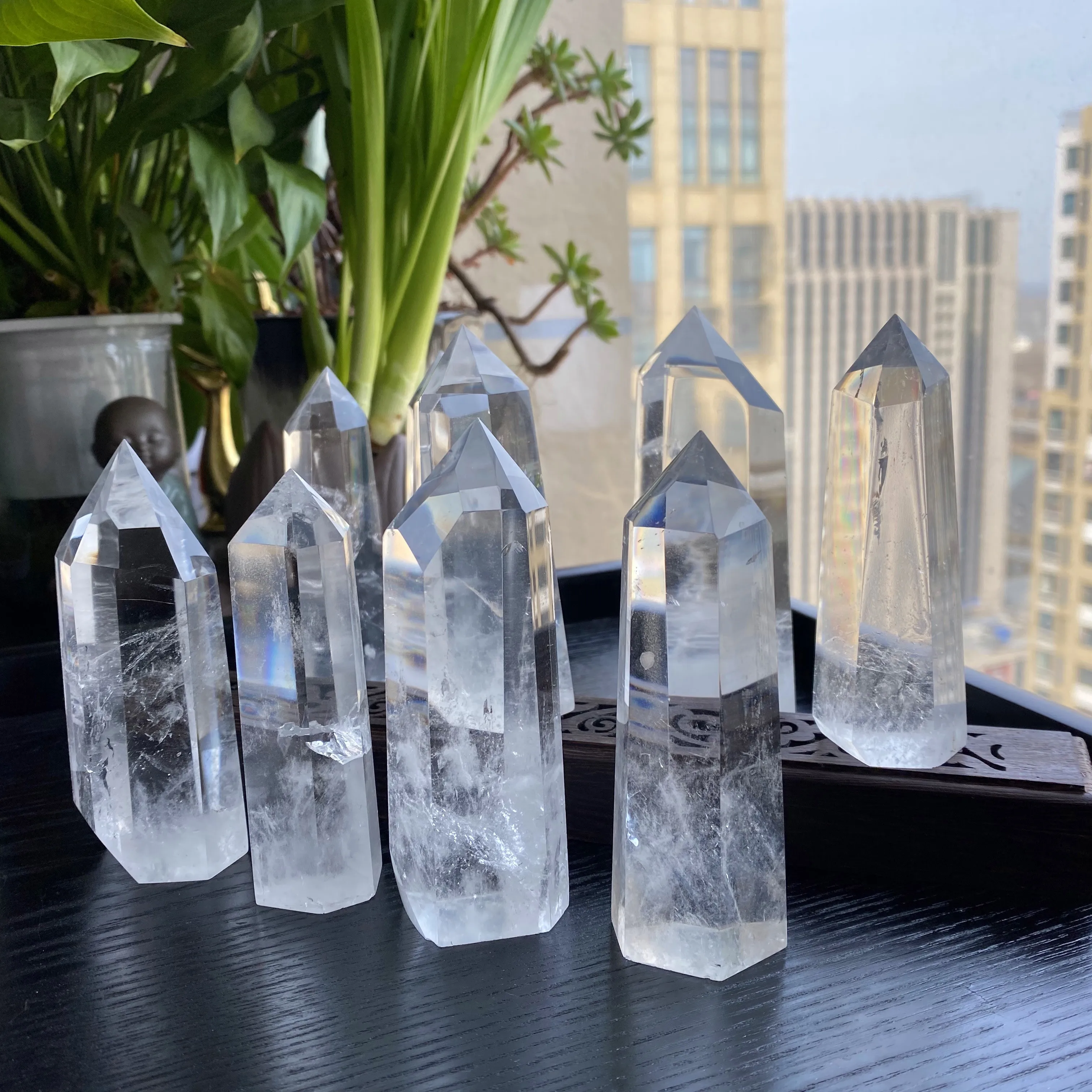 Natural clear quartz crystal column single-pointed hexagonal tower prism polished ornaments healing
Natural clear quartz crystal column single-pointed hexagonal tower prism polished ornaments healing