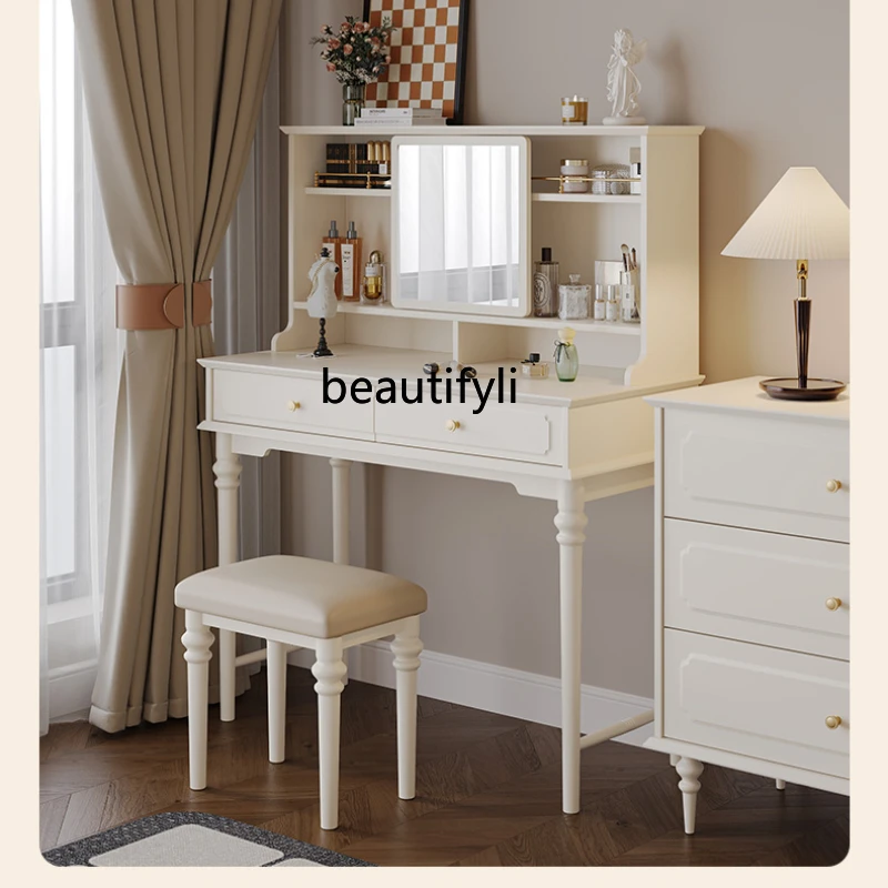 French Cream Style Bedroom Dressing Table Makeup Mirror Desk Dressing Table Integrated Multifunctional Dresser
French Cream Style Bedroom Dressing Table Makeup Mirror Desk Dressing Table Integrated Multifunctional Dresser